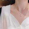 Women's European & American Style Short Clavicle Chain Necklace with Zircon Square Diamond Pendant - Versatile Student Accessory