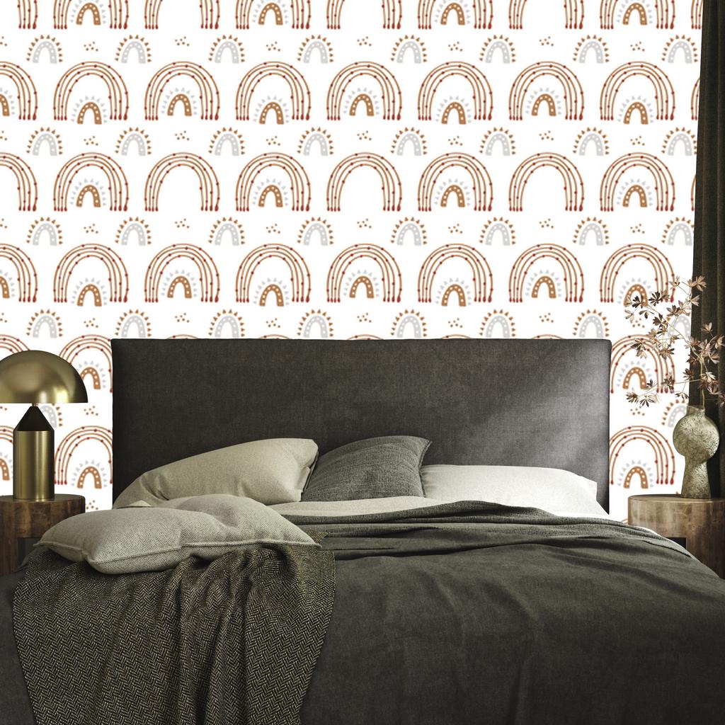 Rainbows and Butterflies Boho Wallpaper White, Cream and Beige for Living Room and Bedroom 50x1000
