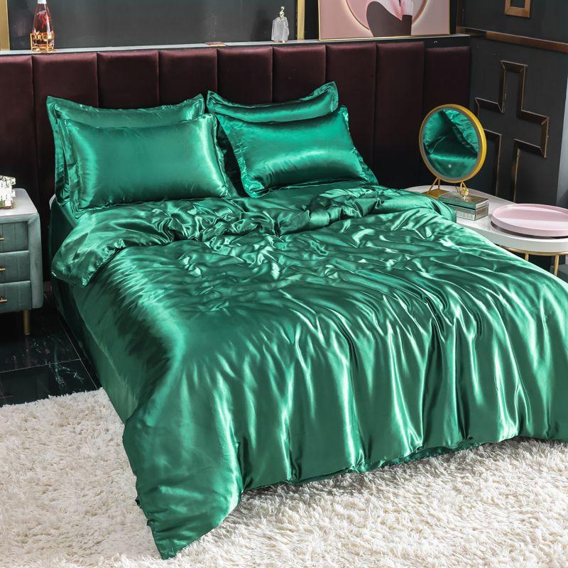 Bedding Set Solid Color Luxury Bedding Kit Rayon Satin Duvet Cover Set Twin Queen King Size Bed Set 3pcs/4pcs Home Textile