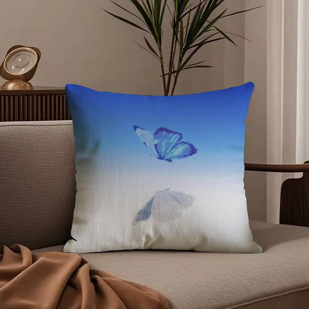Anime Butterfly Pillow Case Anti-dustmite Pillowcase Invisible zipper silky short plush Sofa cushion cover