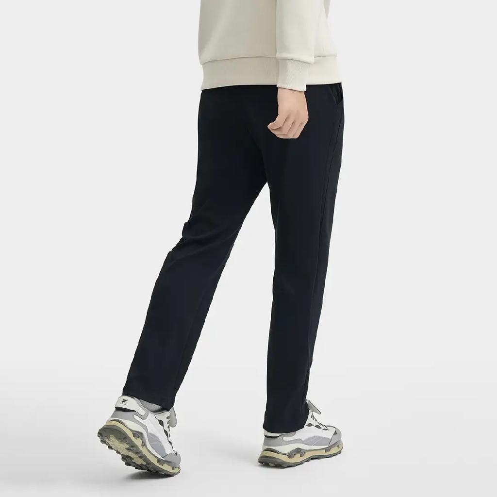 Fila Heritage Solid Color Brand Logo Pattern Lace-Up Mid-Rise Straight Leg Casual Pants Men Pants Black F11M448608F-BK