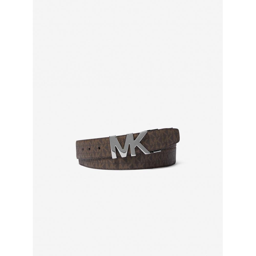 Michael Kors Reversible Logo Leather Belt   Mk Signature 36s1lbly1b1 Black