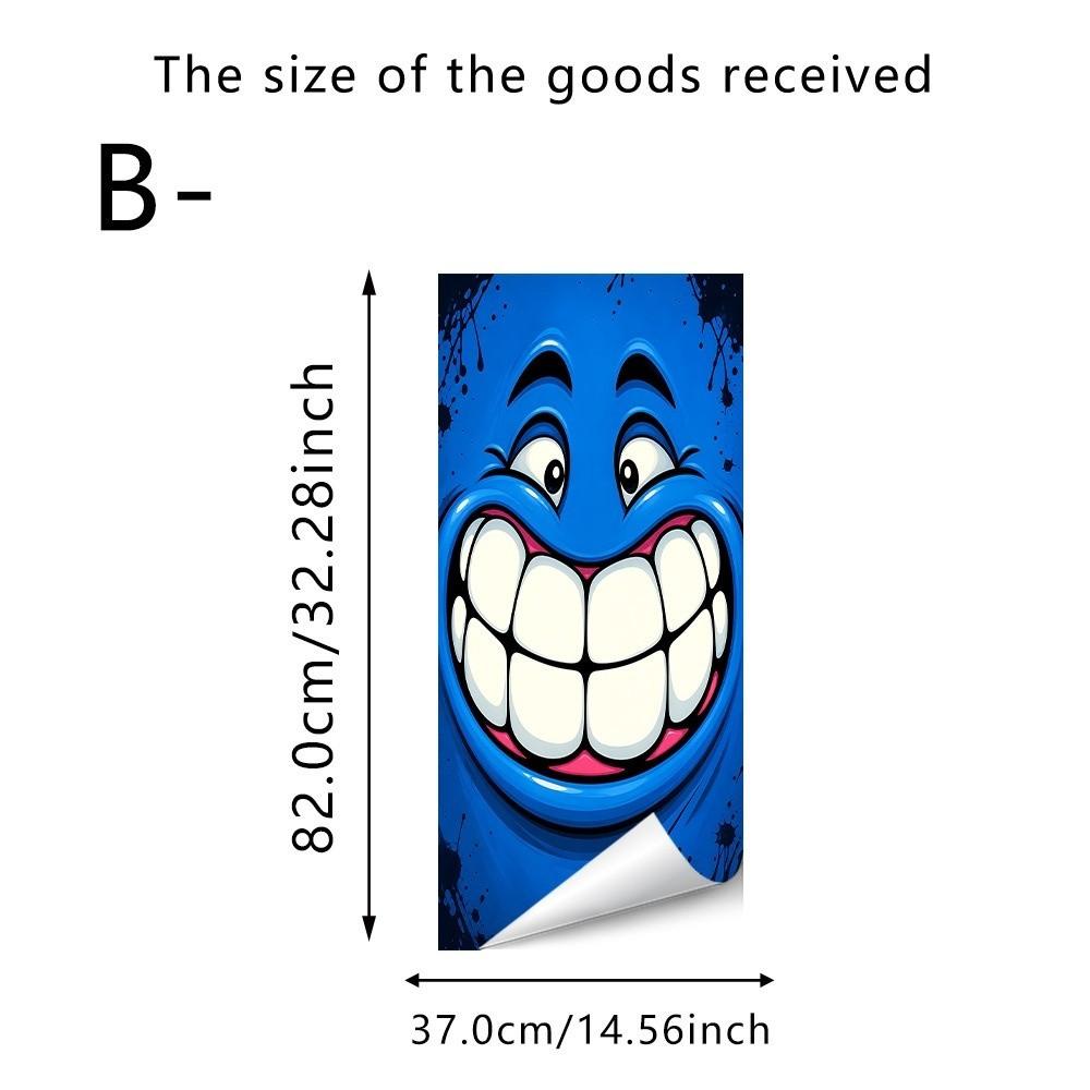 Funny Cartoon Face Trash Bin Sticker Water Block Vivid Expression Recycle Bin Sticker Easy Paste Sun Proof Tough Bin Wrap Decal