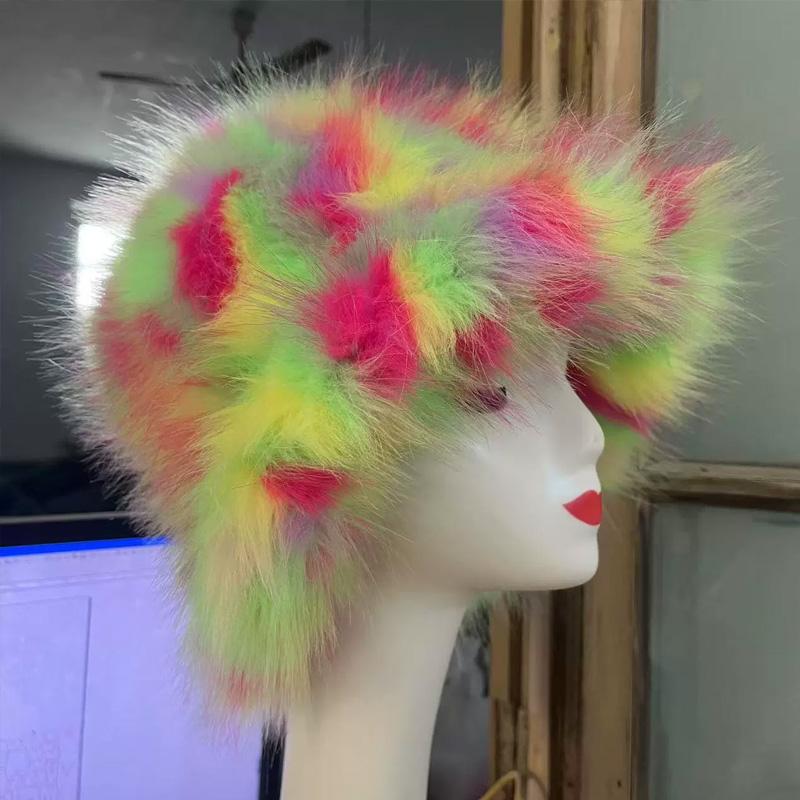 

1 шт. Панама для женщин Толстая плюшевая Зимняя Искусственный мех Модная Шапка рыбака Пушистая Роскошная