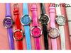 Kids' Educational Quartz Watch with Colorful Face, Luminous Hands, and Leather Strap