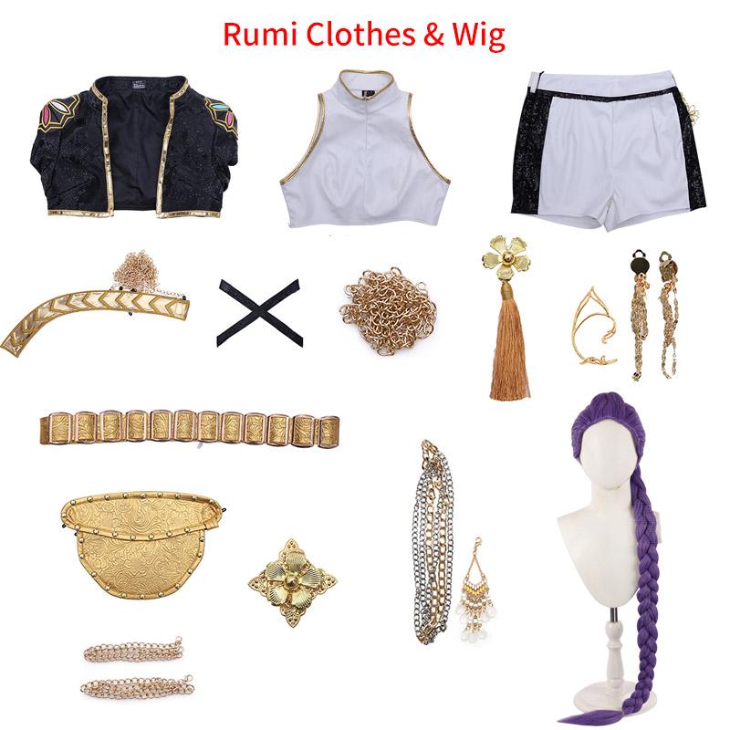 Rumi Zoey Mira Black Suits Cosplay Costume Wig Demon Hunter Role Play Kpop Idol Stage Performace Halloween Carnival Outfits