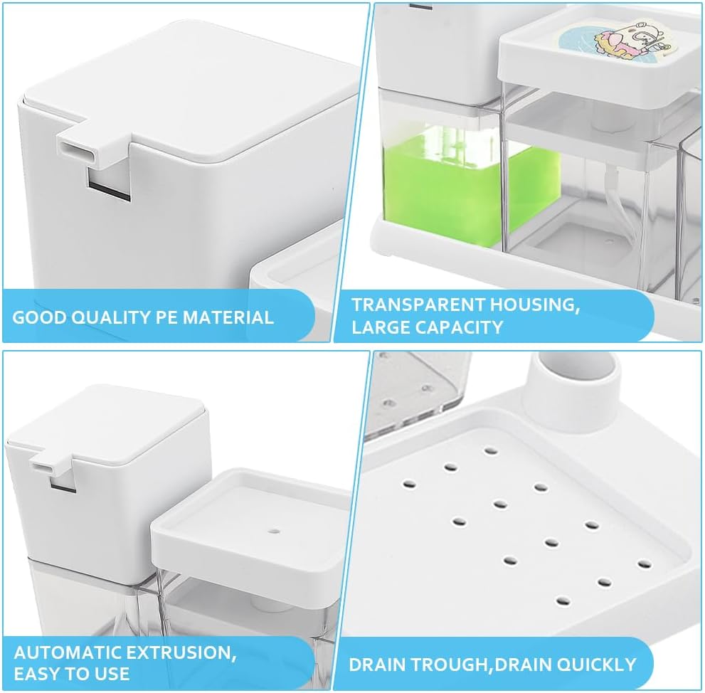 Küchenseifenspender mit Schwammhalter-Set, 2-in-1-Spülmittel- und Handseifenspender-Set für die Küchenspüle