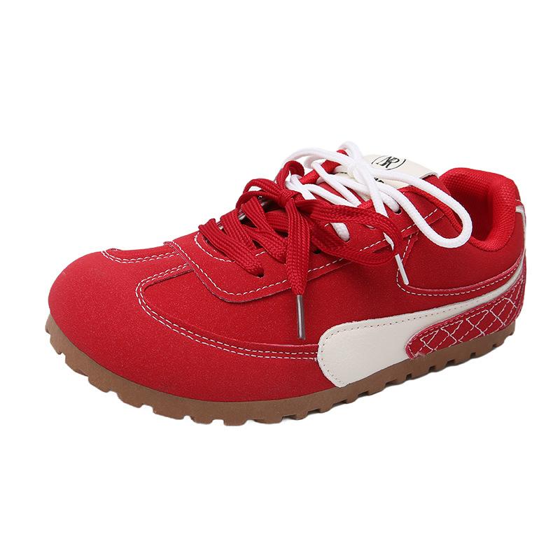 Thick-soled Red Women's Spring New Racing Shoes Lace-up Color Matching Casual Shoes Mango Head Clown Shoes