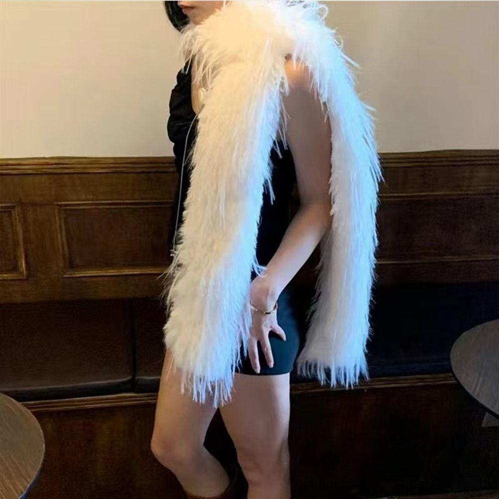 Harajuku Imitation Fur Scarf Pure Color Y2K Scarves Simple Fluffy Shawl Wrap  Girl