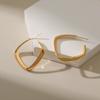 Fashion Geometric Square Stud Earrings Copper Plated 18k Gold C Shape Mirror Earrings