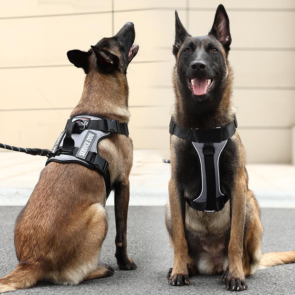 Oxford Working Dog Harness Reflective Medium Large Dog Vest Harness with 5 PCS Patches WD Harness Pet Dog Accessories