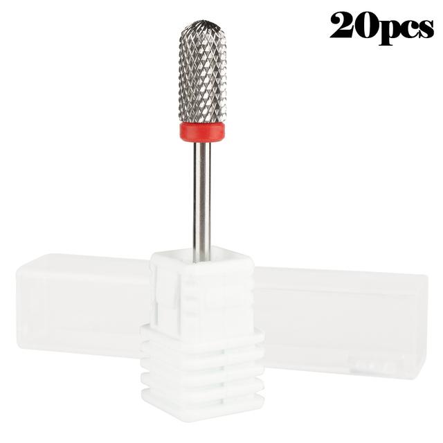 20ks wolframový vrták na nehty Manikúrní vrták pro strojní odstranění gelu na lak Frézka Frézka Frézka na nehty Příslušenství na pilníky na nehty Buffer