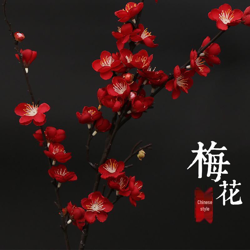Silk Plum Blossom Simulation Flowers for Home Decor: Perfect for Living Room, TV Cabinet, or Coffee Table Arrangements.