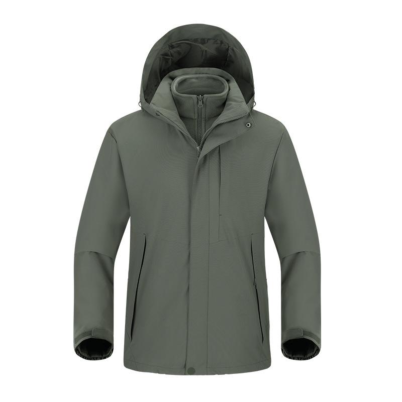 Silver Fox Velvet Liner Three-in-one Jacket for Men and Women Outdoor Windproof Waterproof Camping Warm Two-piece Jacket