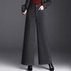 Women's High Waist Wide Leg Pants Straight Leg Tailored Trousers Winter Wool Blend Office Casual Long Pants