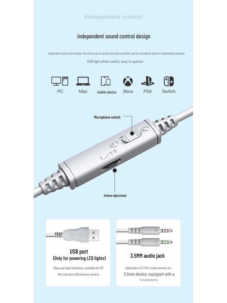 X25 Gradient Dynamic Lighting Headset: Gaming Headset with Cross-Border Design for E-Sports Enthusiasts.