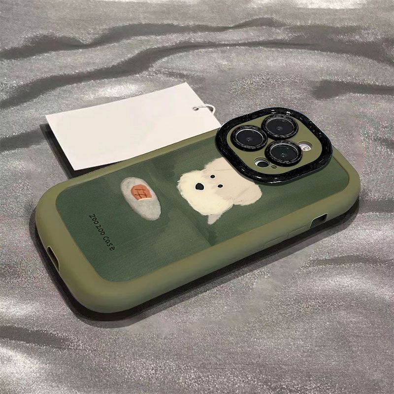 Oil Painting High-value Puppy Suitable for Apple 16 Mobile Phone Case IPhone 15 Promax Cute VIVOS19 Creative