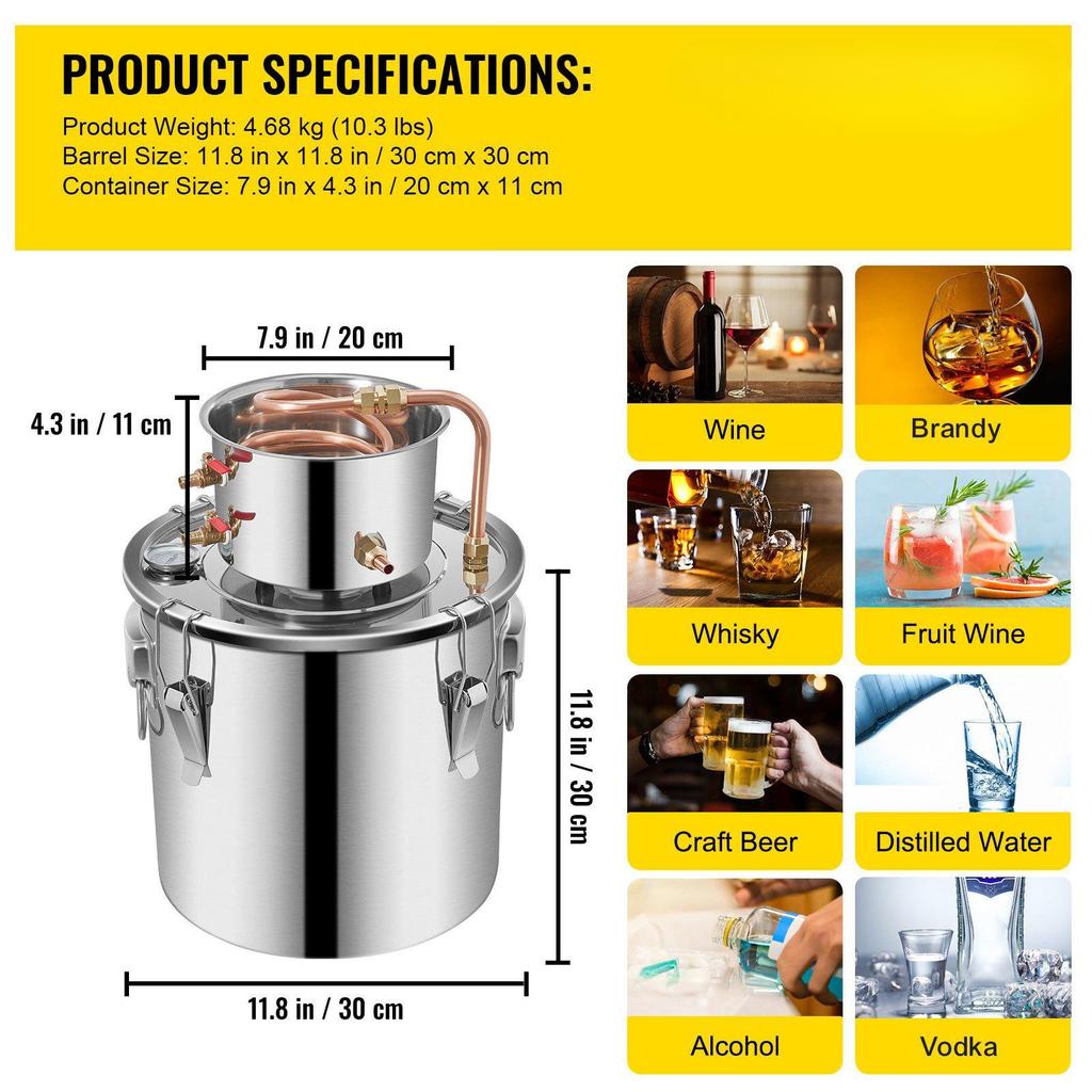 30L Alkoholbrau-Destillierer DIY Mondschein-Apparat Edelstahl-Destille Whisky Bier Brandy Haushaltsgerät