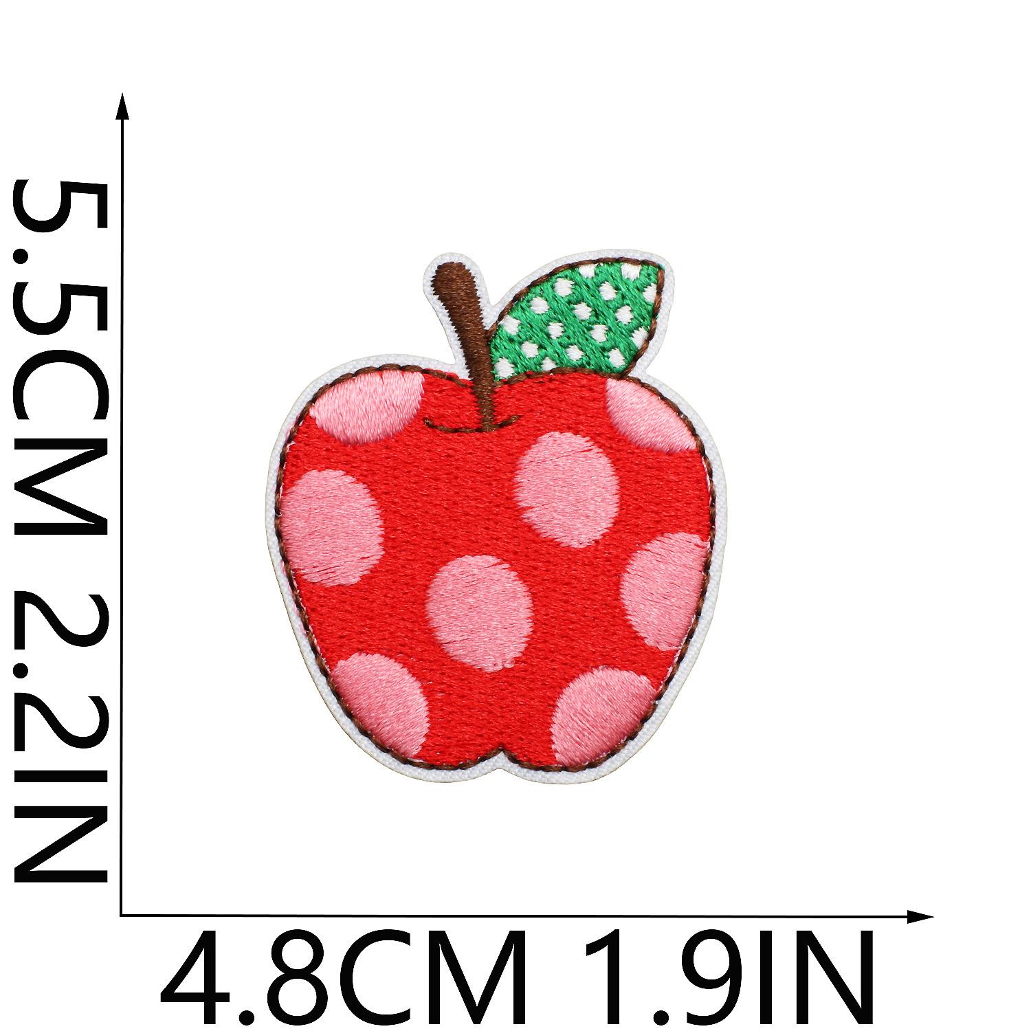 

Plaid Apple Embroidery Cloth Sticker Bag Decoration Dot Square Apple Patch Sticker Computer Embroidery Label Fruit Chapter Boy No. 14_3 pieces
