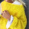 Maglioni lavorati a maglia da donna Lady Scava fuori maglia sottile Pullover See Through Look Manica a lanterna Top larghi Grembiule Maglione in mohair Felpa lavorata a maglia Top