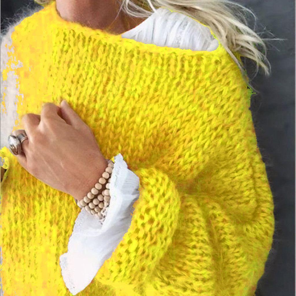 Maglioni lavorati a maglia da donna Lady Scava fuori maglia sottile Pullover See Through Look Manica a lanterna Top larghi Grembiule Maglione in mohair Felpa lavorata a maglia Top