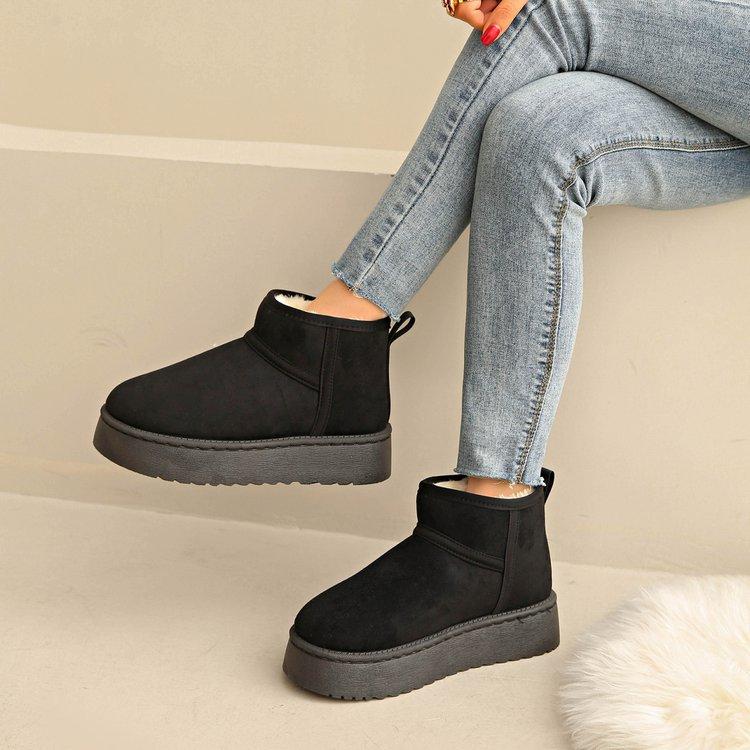 Large size snow boots women's new winter thickened warm low tube thick sole heightening cotton boots women's shoes