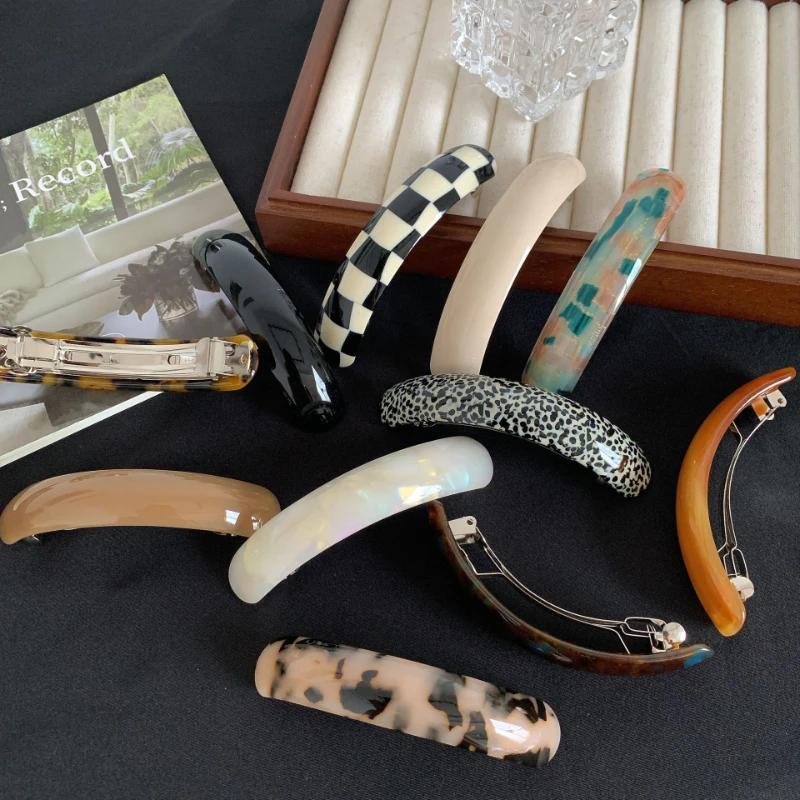 Retro Leopard Hairpins Spring Clip Colorful Acetate Hair Clips Womens Elegant Exquisite Barrettes Lady Fashion Hair Accessories