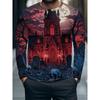 Herren Freizeit Herbst- und Winter-T-Shirt mit Aufdruck, langärmelig, Rundhalsausschnitt