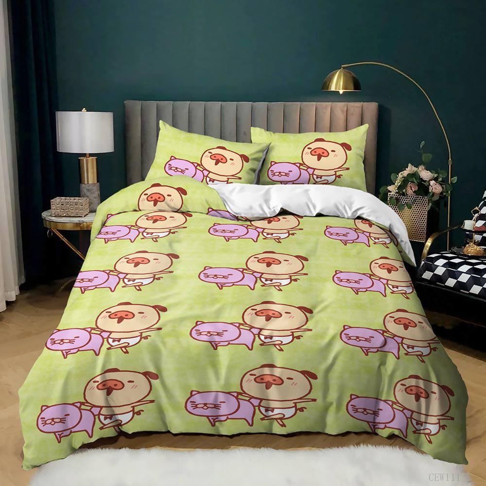 Cartoon Animal Cow Three-Piece 3D Digital Printing Kit Sheet