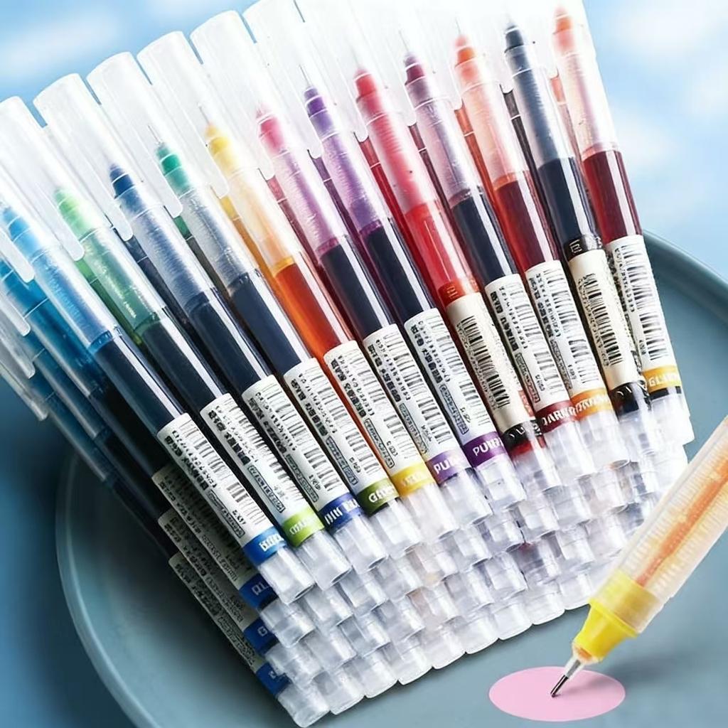 5-50PCS Straight Liquid Color Pen Set, Fine Tip Gel Pens for Drawing Pens for Writing Pen Office Kawaii School Supplies Cute Pen
