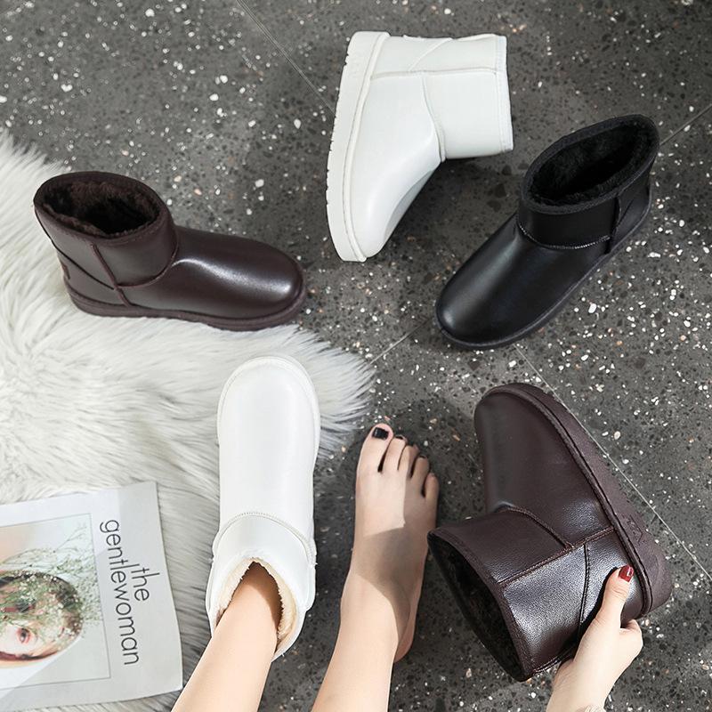 2025 supply, winter new children's 5854 leather thickened velvet thermal cotton shoes, anti-water snow boots for women