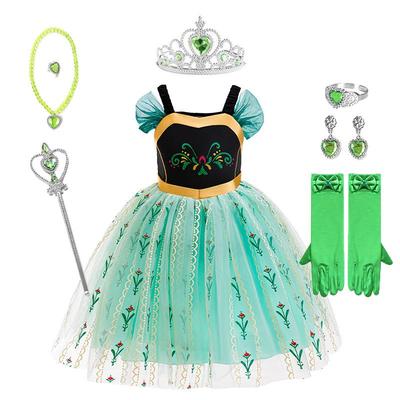 Dziewczęca sukienka z siateczki Frozen Anna Princess na lato, urodziny, kostium na Halloween