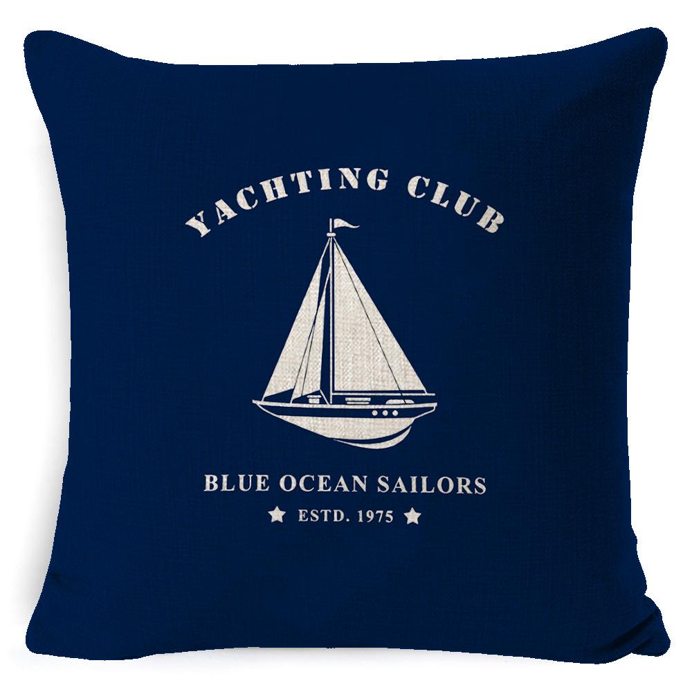 Cushion Cover Ocean Anchor Linen Pillow Cover Simple Sailing Sofa Living Room Pillow Cover Premium Durable Quality