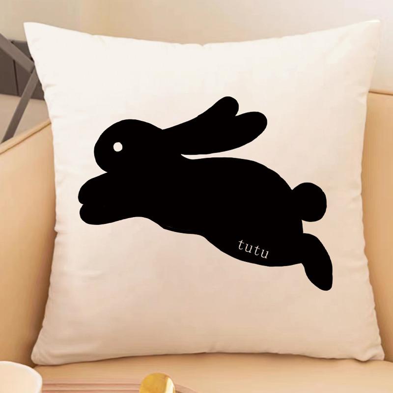 Simple Lines Rabbit Pillowcase Dormitory Decoration Office Living Room Sofa Home Pillowcase