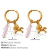 Sweet Wind Diy Cross Pearl Pendant Earrings Stainless Steel Gold Plated Diamond Jewelry