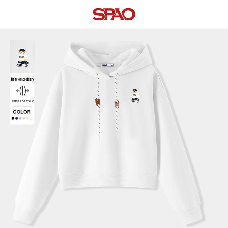

SPAO Women s Loose Fit Bear Patch Hoodie L
