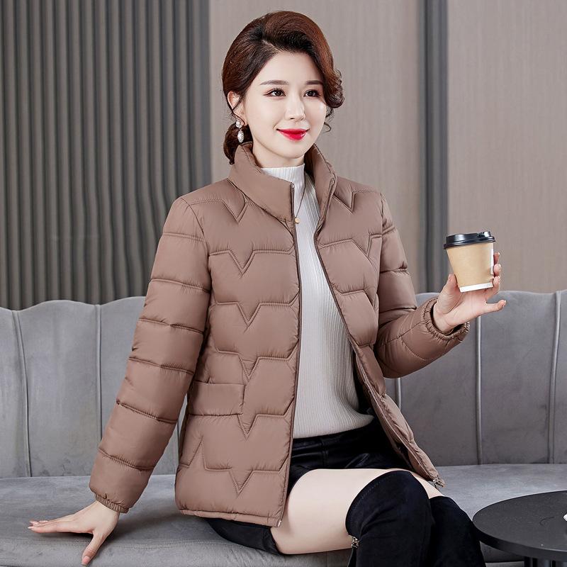 Autumn and winter down padded jacket slim and thin middle-aged padded jacket short light small padded jacket