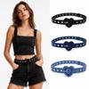 Slim Fit Denim Waist Belt Heart Shape Buckle Fashion Denim Belt  For Women  Girls