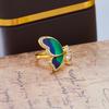 Women's Ring Adjustble With Blue Butterfly  Rings Female Romantic Birthday Elegent Gift Simple Gilr Jewelry Fashion A3M465