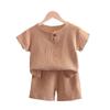 Boys' Cotton Linen Short Sleeve Set, Ages 0-5 - Summer Korean Style Casual Wear, Breathable for Southeast Asia