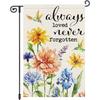 Spring Summer Memorial Garden Flag Always Loved Never Forgotten Hummingbird Double Sided Floral Seasonal Welcome Small Holiday Yard Sign Outdoor Deco