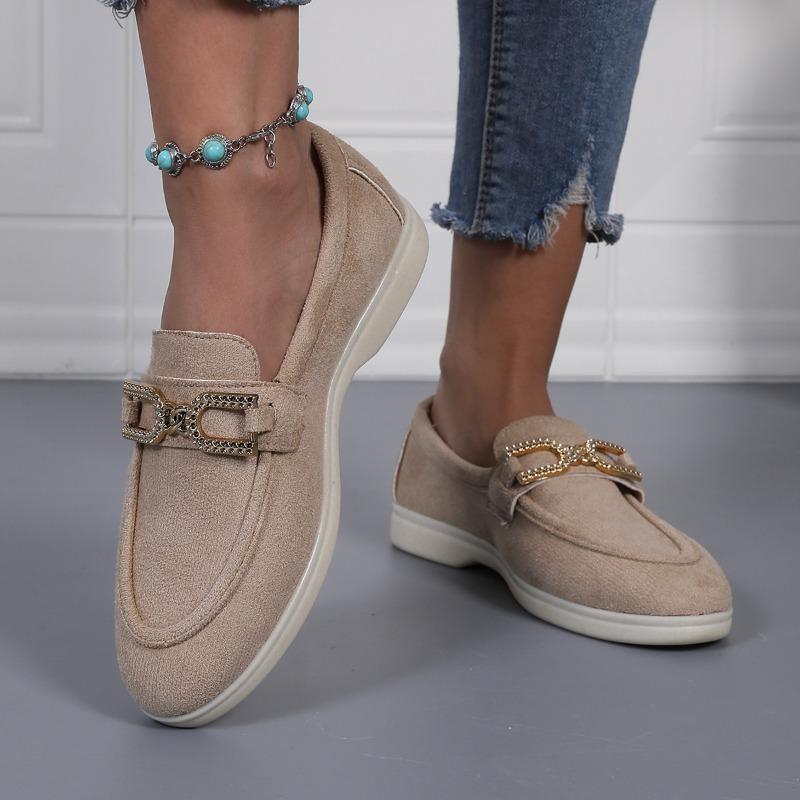 Large Size Suede Women's Autumn New Women's Outer Wear Metal Comfortable Soft-soled Single Shoes