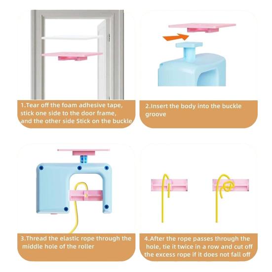 Retractable Cat Teaser Door Hanging Toy Kit Interactive Boredom Buster Self-Entertainment Toys for Kittens