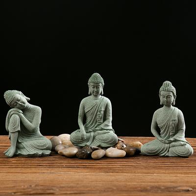 Buddha Statue Fish Tank Decoration Mini Buddhism Figurine Desk Topper Tablescape Decor Home Zen Statue