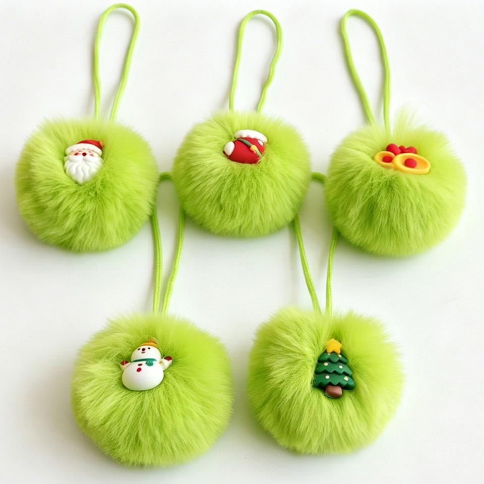 New Faux Rabbit Fur Pom Pom Christmas Tree Ornaments DIY Fluffy Plush Ball Holiday Decor Props