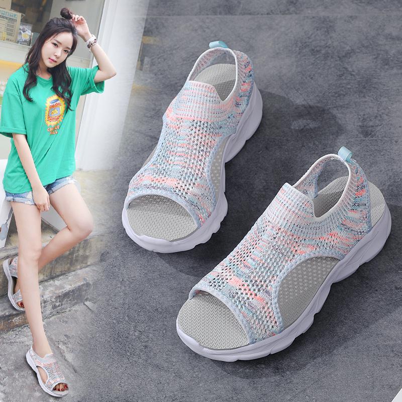 Women's Sandals Summer  Beach Breathable Flat Shoes Open Toe Casual Soft Walking Sandals for Girl Plus Size