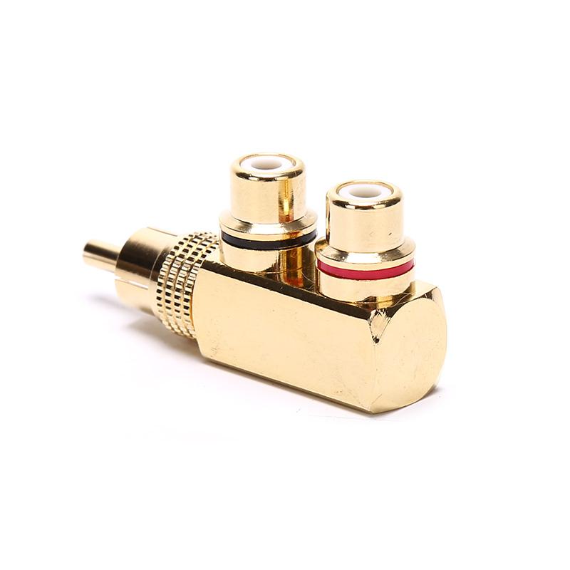 Gold Plated Av Audio Splitter Plug Rca Adapter 1 Male To 2 Female F Connector