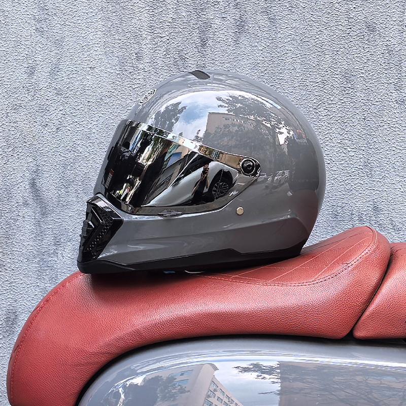 ORZ retro motorcycle helmet, American cruise full helmet, motorcycle with free brim