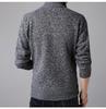 Men's Warm Fleece-Lined Zip Cardigan Sweater - Solid Color, Stand Collar, Plus Size, Casual Winter Wear.