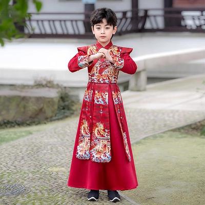 2026 Wuxia-Stil Hanfu Set für Jungen: Frühlings-/Sommer-Kostüm für Kinderaufführungen